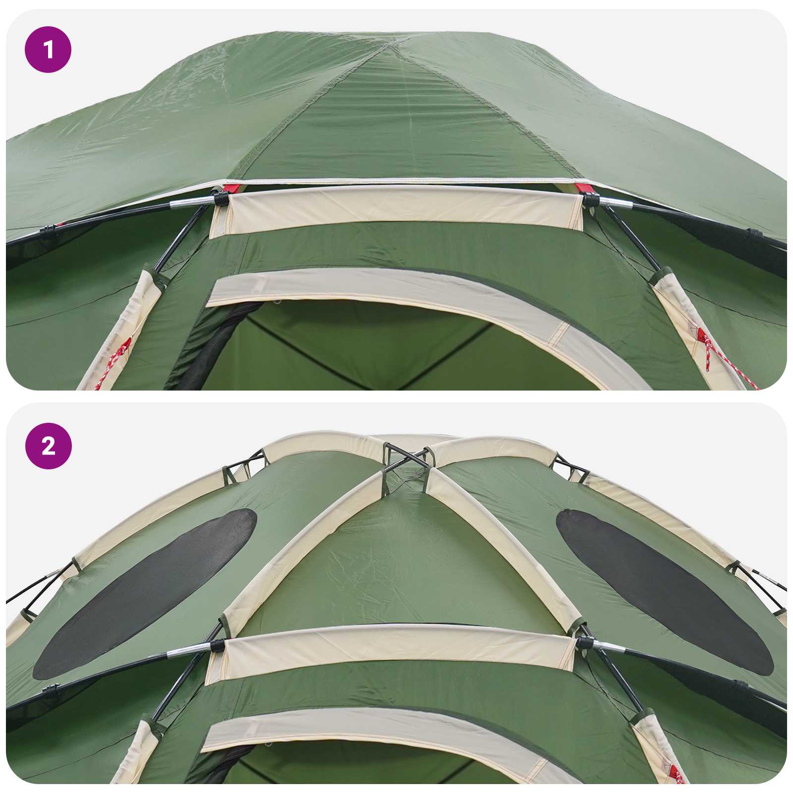 vidaXL Koepeltent met Verwijderbare Regenkap Groen 4-persoons
