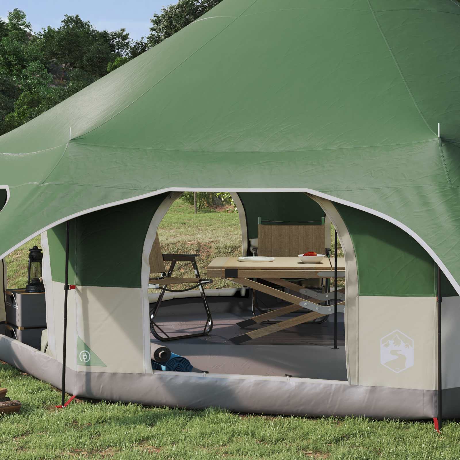vidaXL Gezinstent Groen 10-persoons 185T Polyester met PU Coating