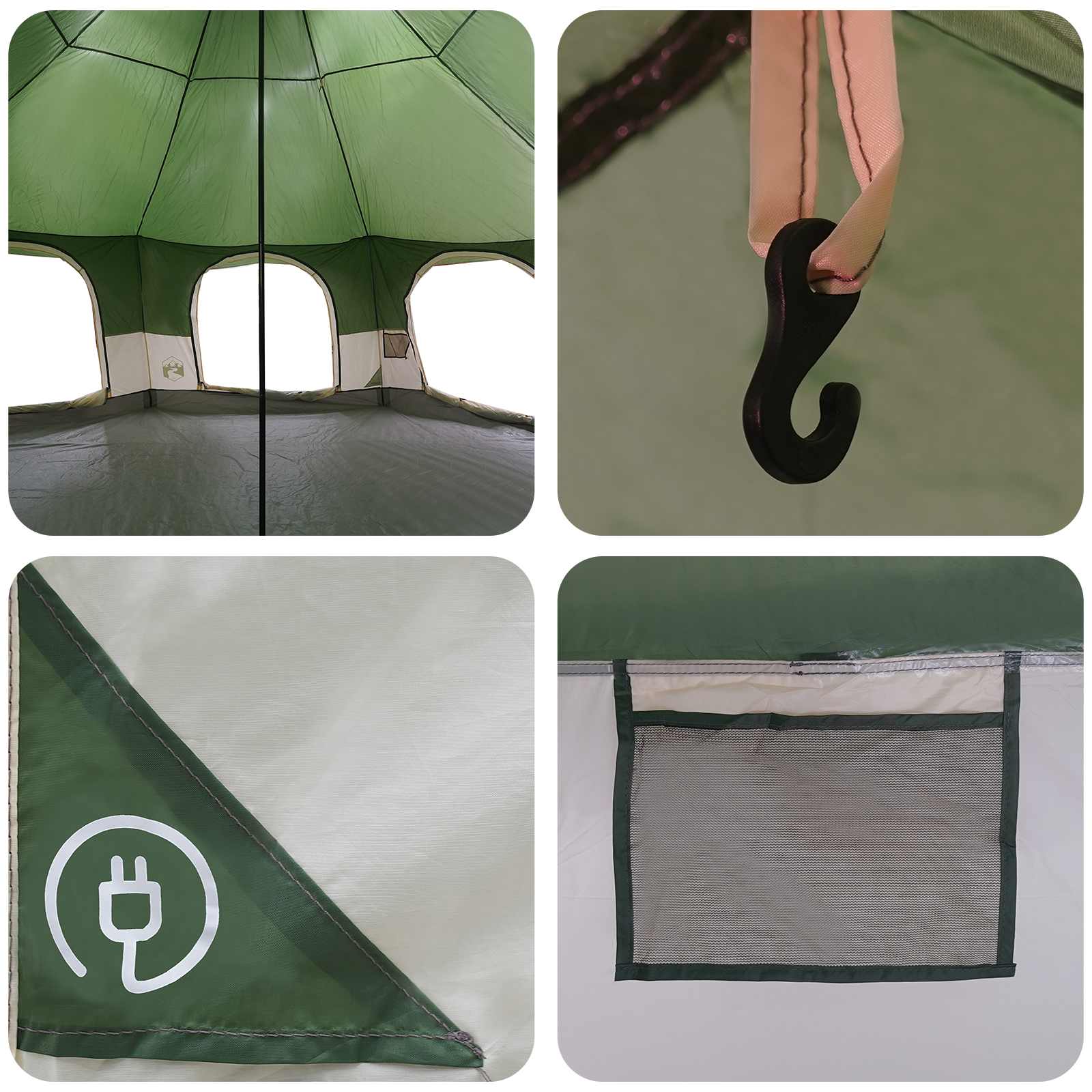 vidaXL Gezinstent Groen 10-persoons 185T Polyester met PU Coating