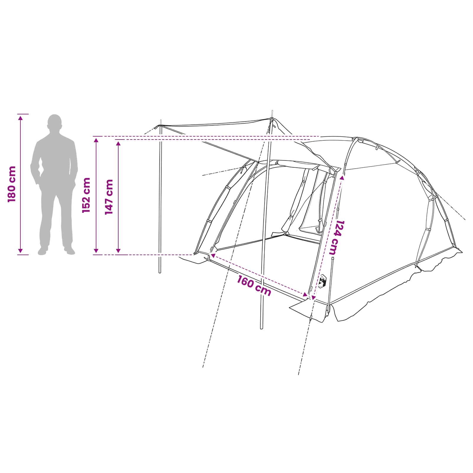 vidaXL Tunneltent Groen 361 x 235 x 147 cm