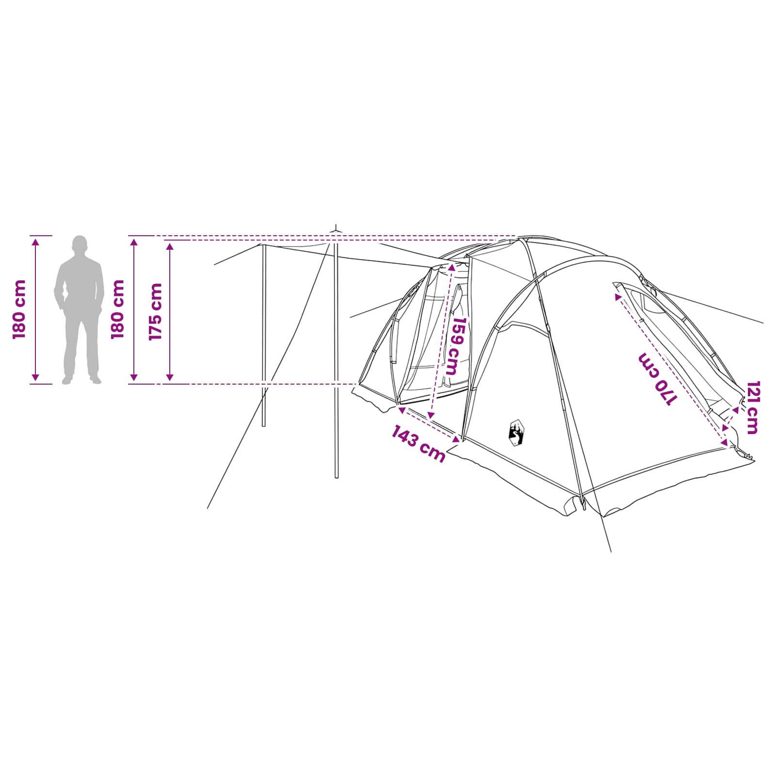 vidaXL Tunneltent Groen 520 x 260 x 175 cm