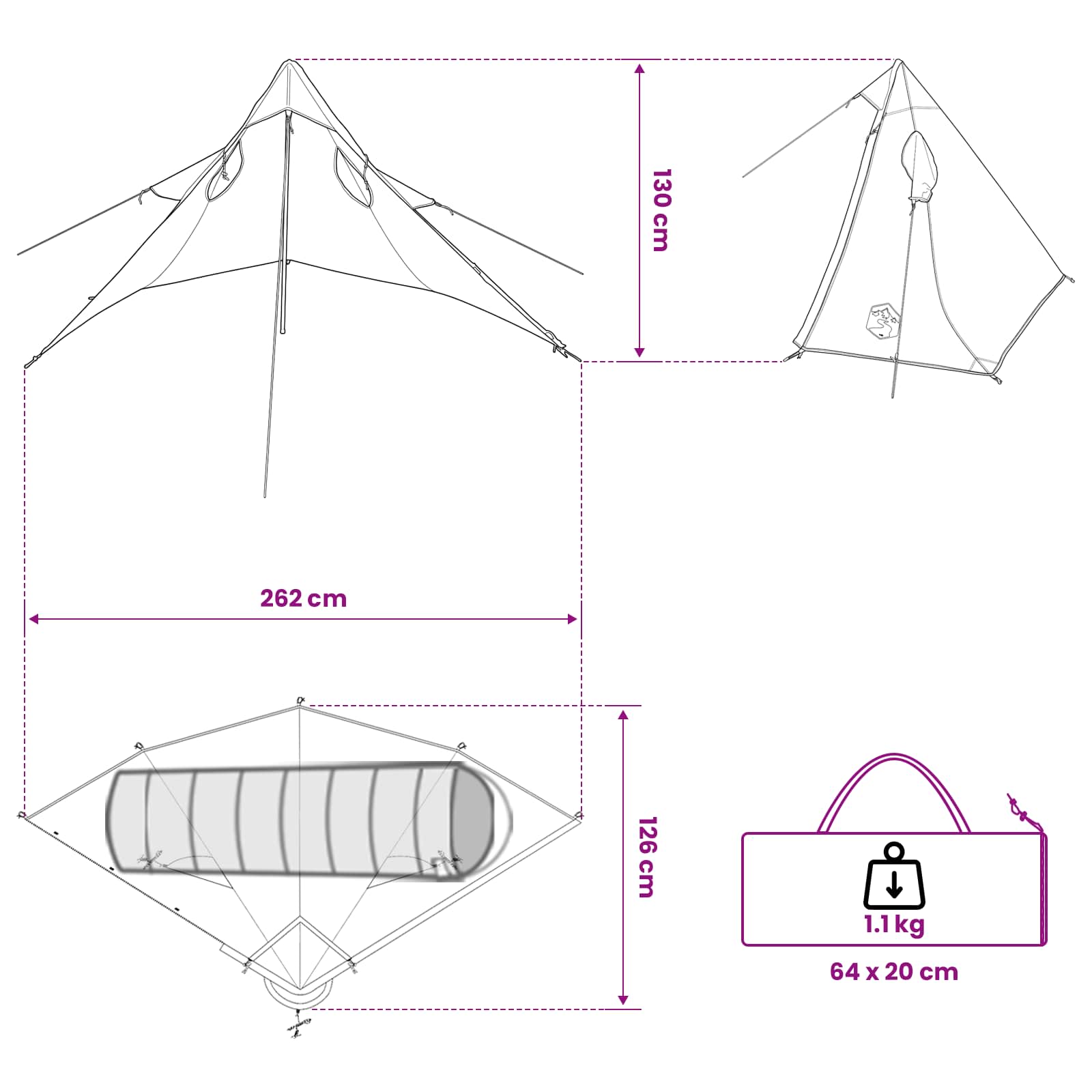 vidaXL 2-in-1 Regen Poncho met Kap Groen 262 x 126 x 130 cm