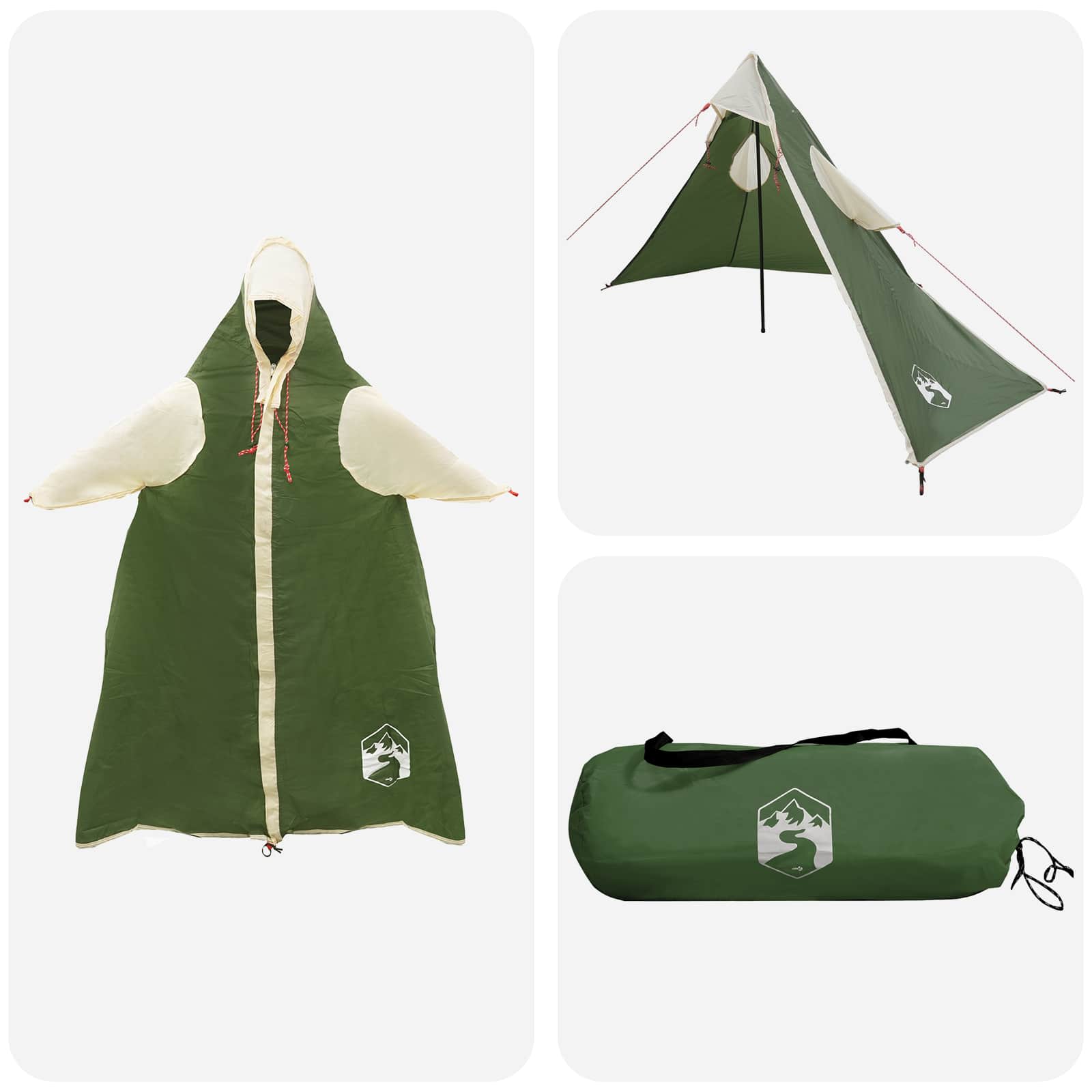 vidaXL 2-in-1 Regen Poncho met Kap Groen 262 x 126 x 130 cm