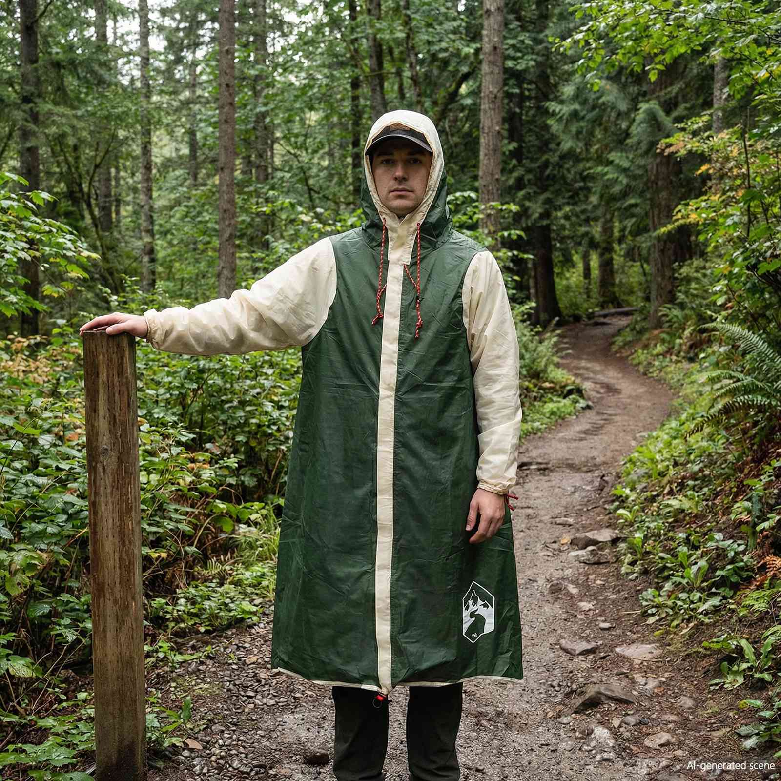 vidaXL 2-in-1 Regen Poncho met Kap Groen 262 x 126 x 130 cm