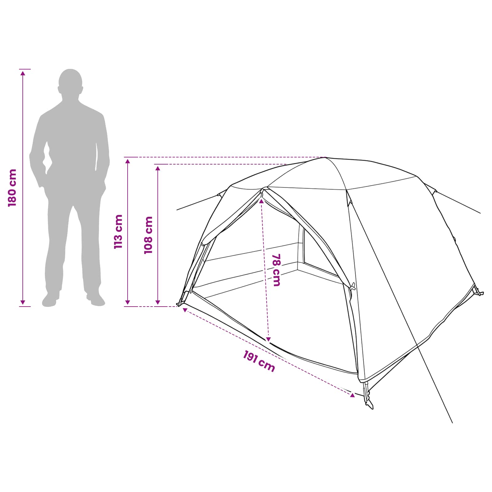 vidaXL Backpacking Tent Groen 2-persoons 185T Polyester met PU Coating