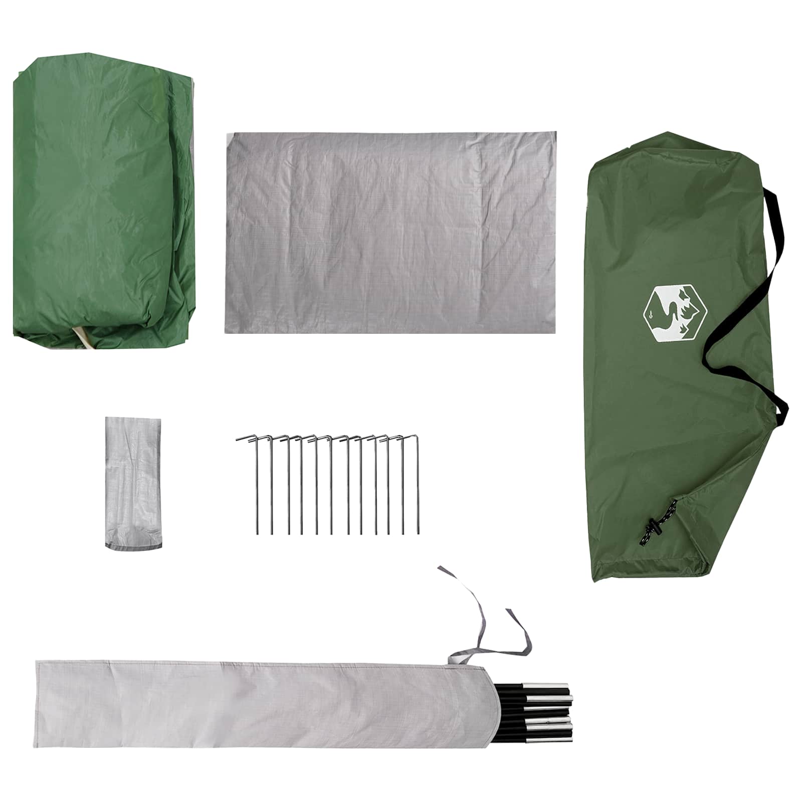 vidaXL Backpacking Tent Groen 2-persoons 185T Polyester met PU Coating