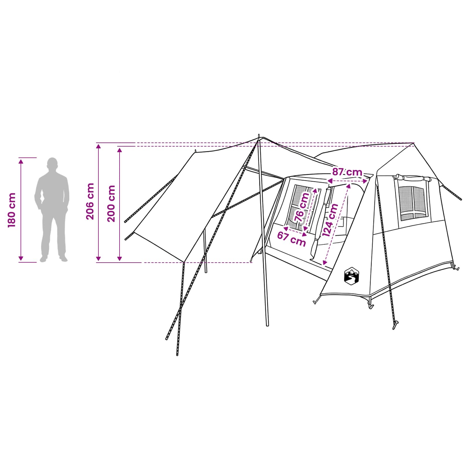 vidaXL Tunneltent Groen 275 x 240 x 200 cm