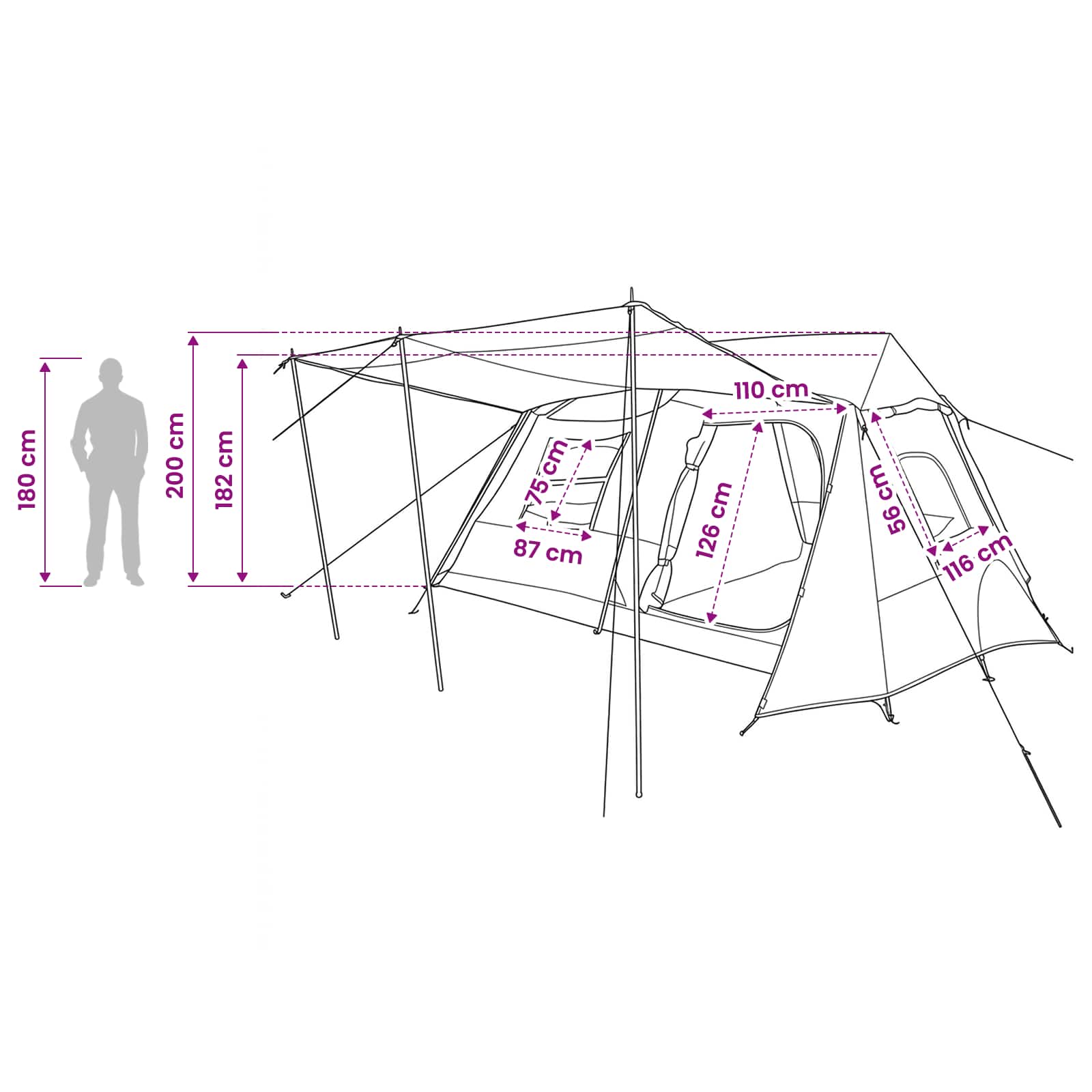 vidaXL Tunneltent Groen 400 x 278 x 182 cm