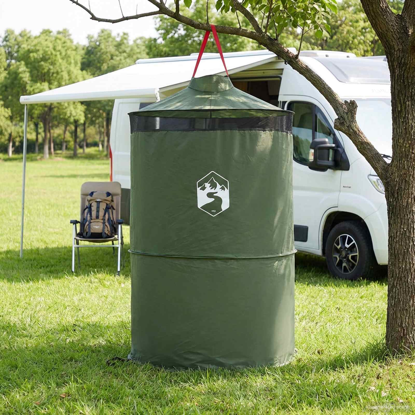 vidaXL Pop-up Toilet Tent met Hangende Touw Groen 97 x 126 cm