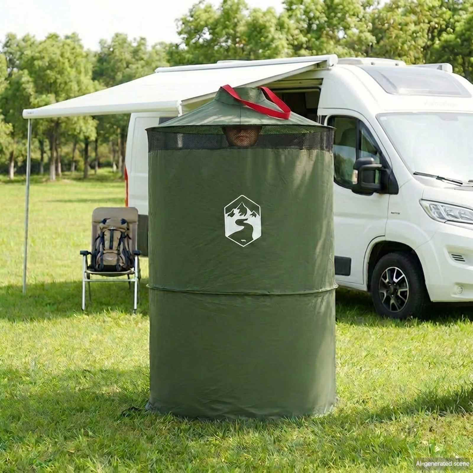 vidaXL Pop-up Toilet Tent met Hangende Touw Groen 97 x 126 cm
