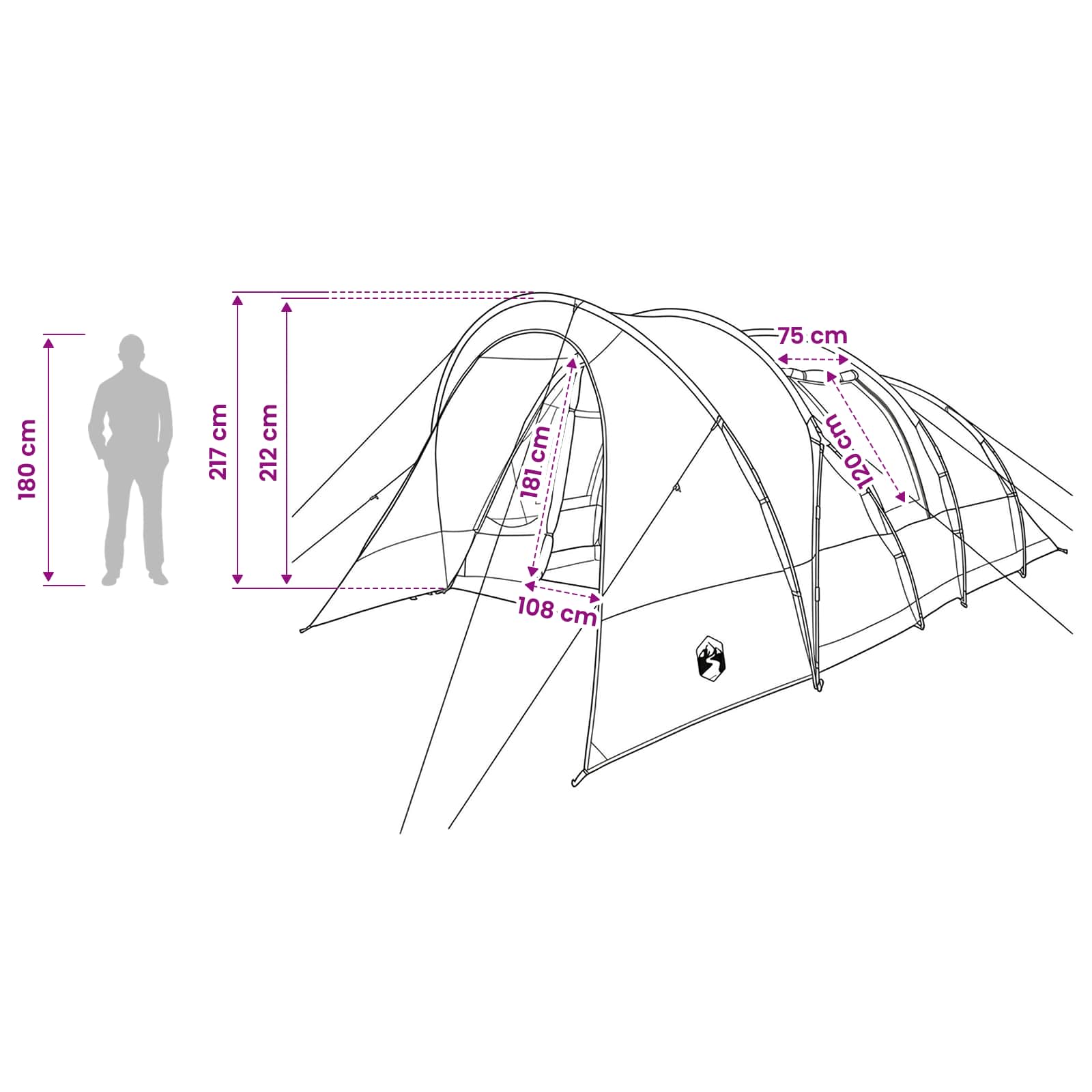 vidaXL Tunneltent Groen 560 x 395 x 212 cm