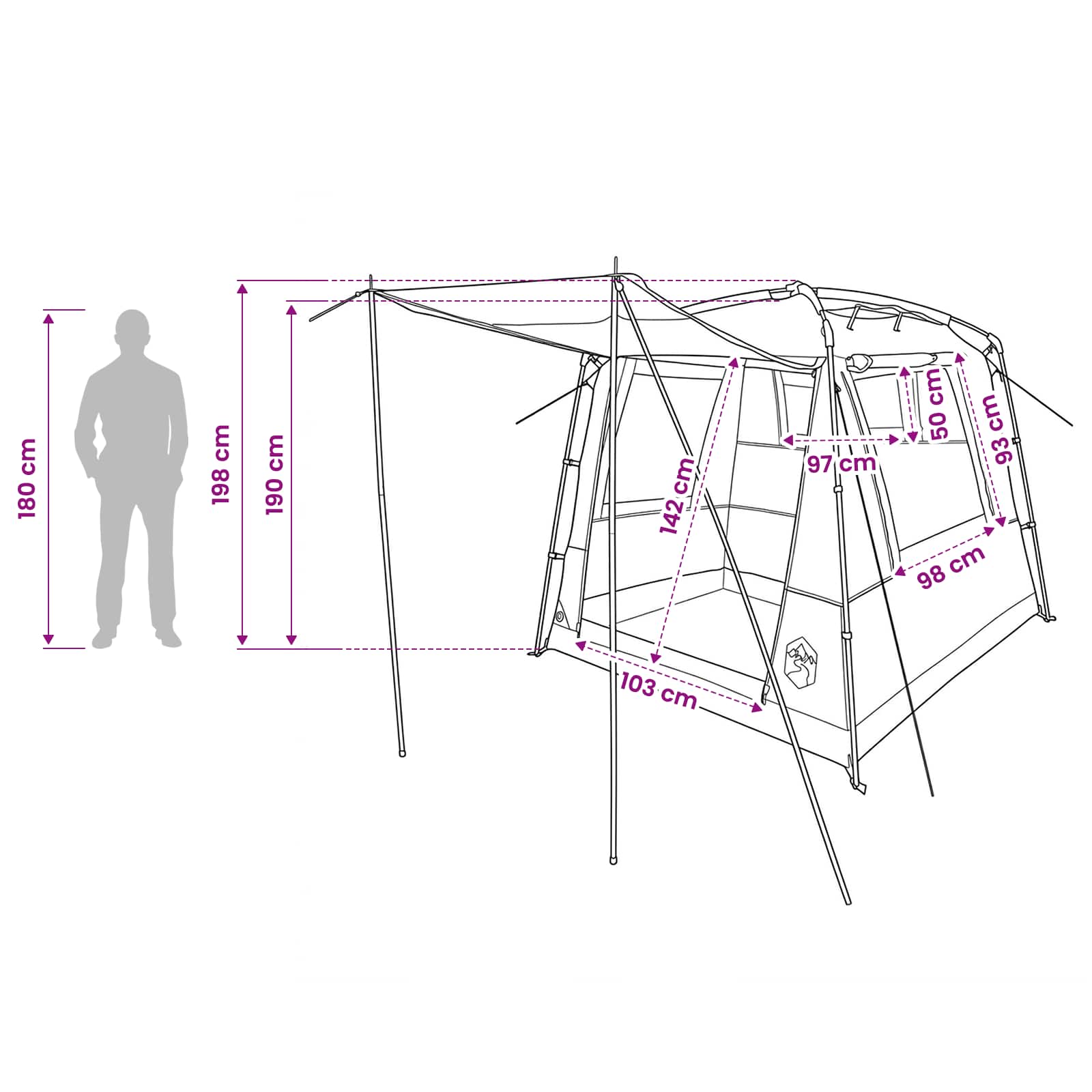 vidaXL Toilet Tent Groen 10-persoons 185T Polyester met PU Coating
