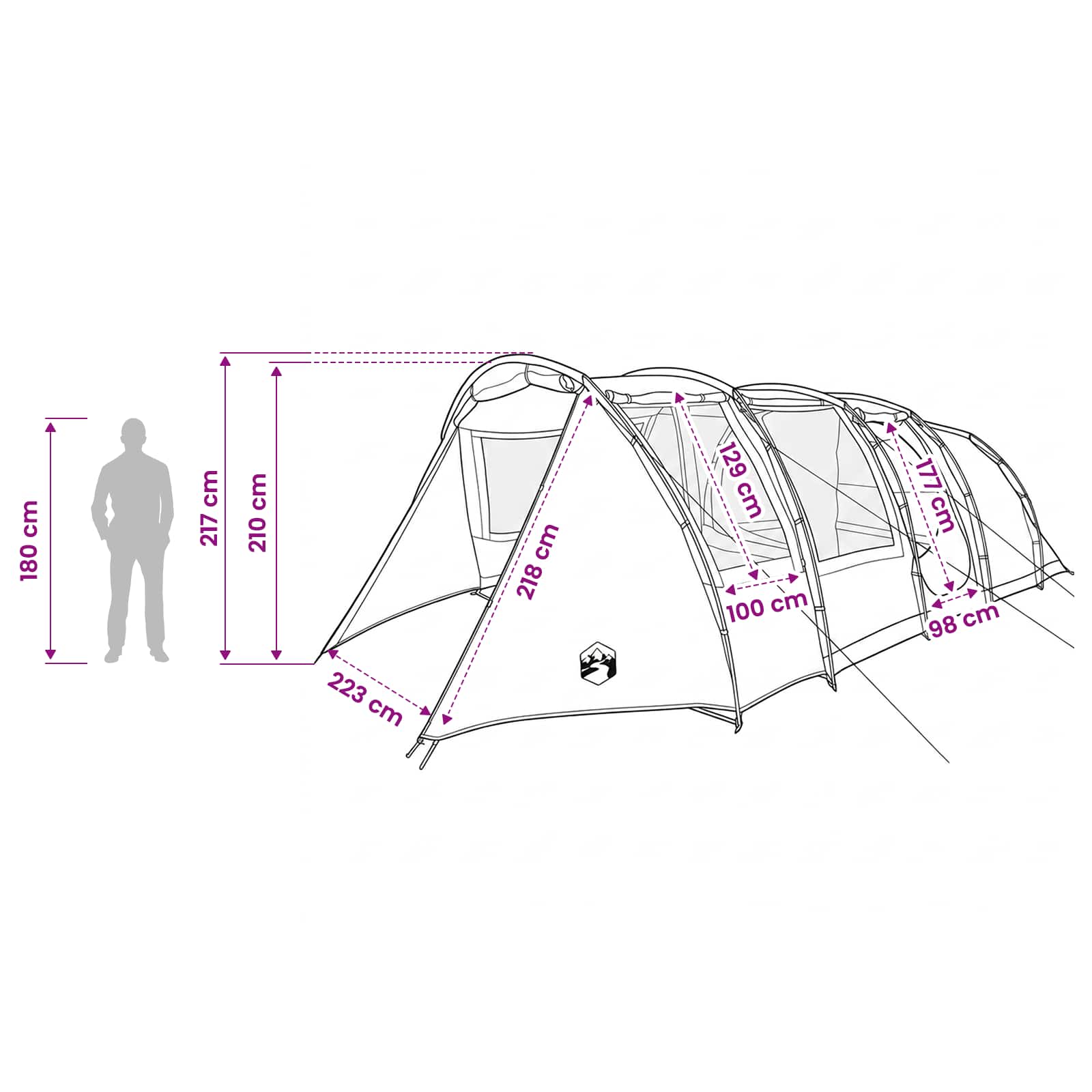 vidaXL Tunneltent Groen 675 x 392 x 210 cm