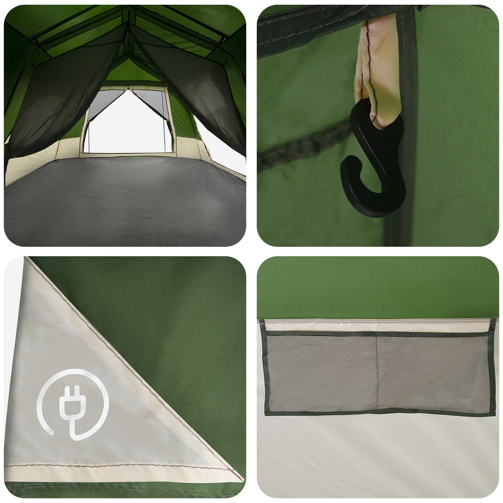 vidaXL Directe Tent Groen 8-persoons 185T Polyester met PU Coating