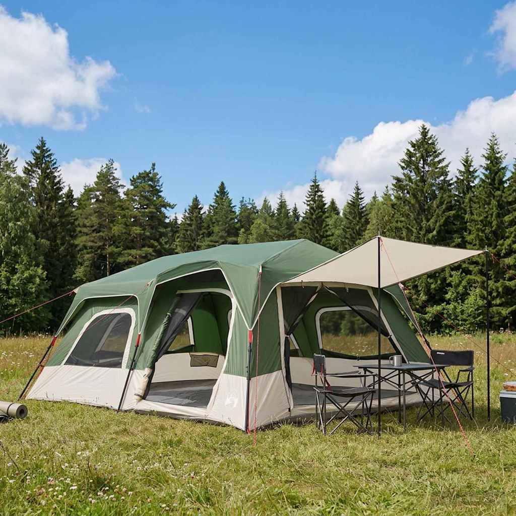 vidaXL Directe Tent Groen 8-persoons 185T Polyester met PU Coating
