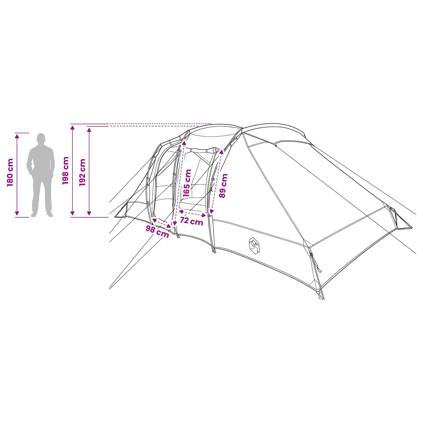 vidaXL Directe Tent Groen 524 x 232 x 192 cm