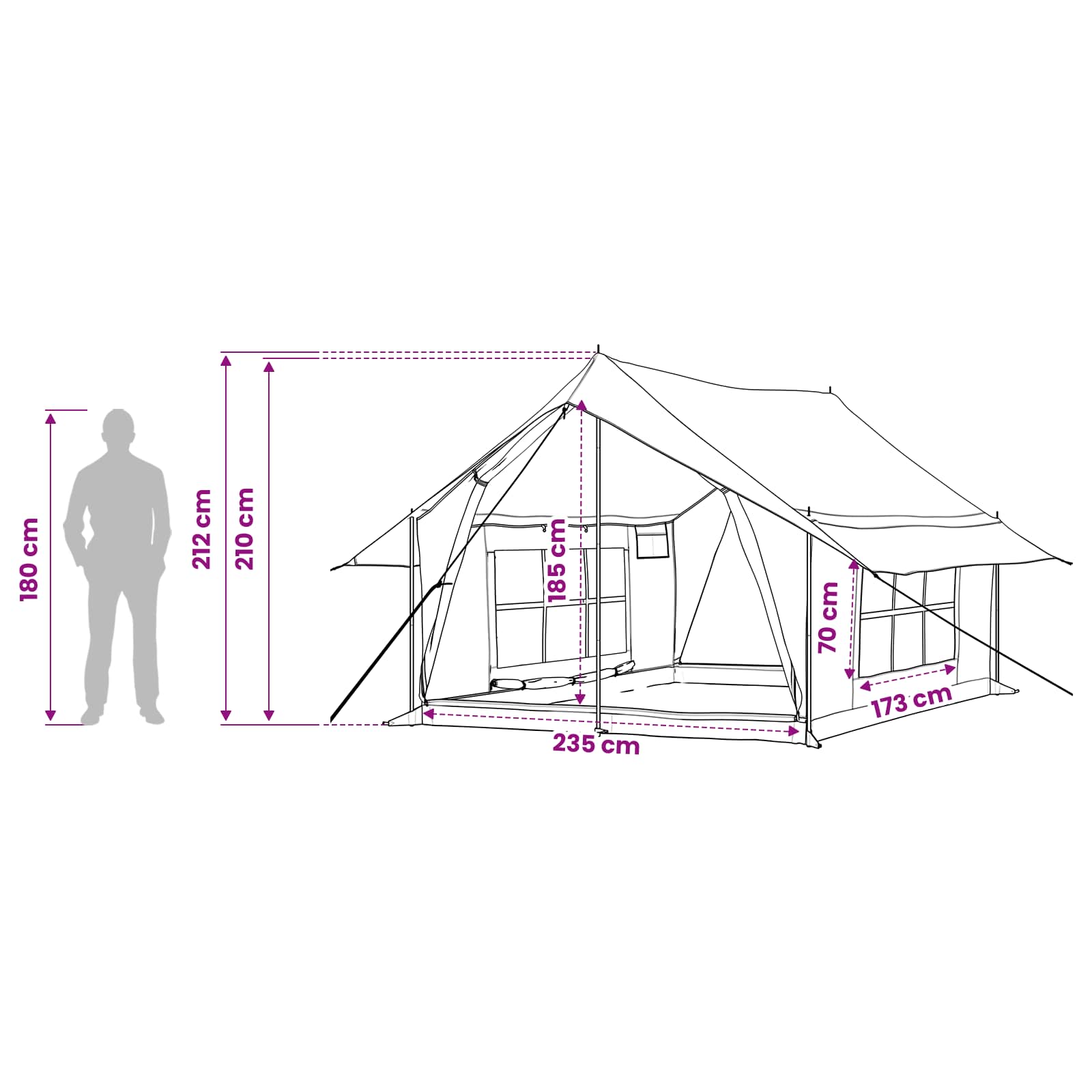 vidaXL Huisje Tent Crèmekleurig 340 x 246 x 210 cm Polykatoen