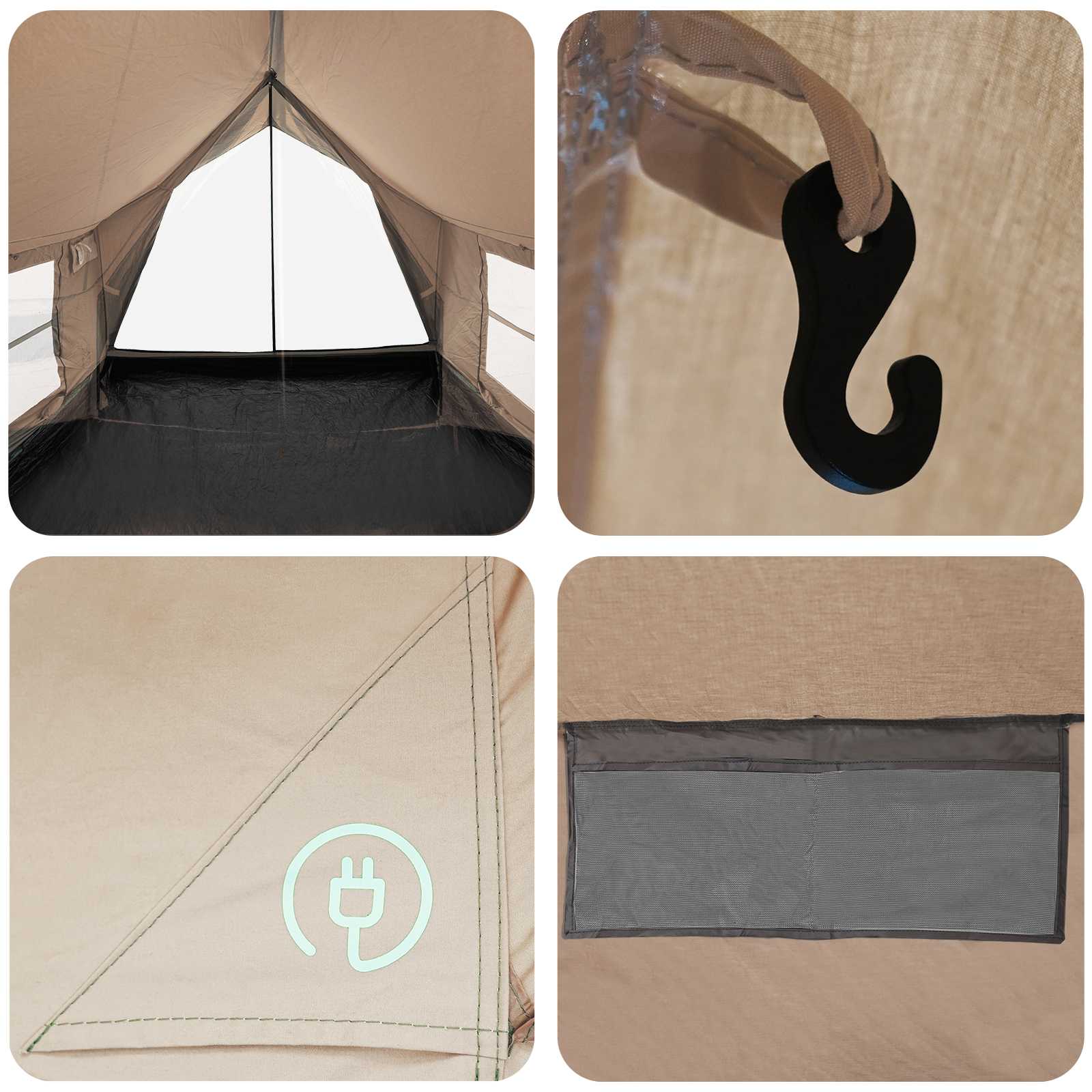 vidaXL Huisje Tent Crèmekleurig 340 x 246 x 210 cm Polykatoen
