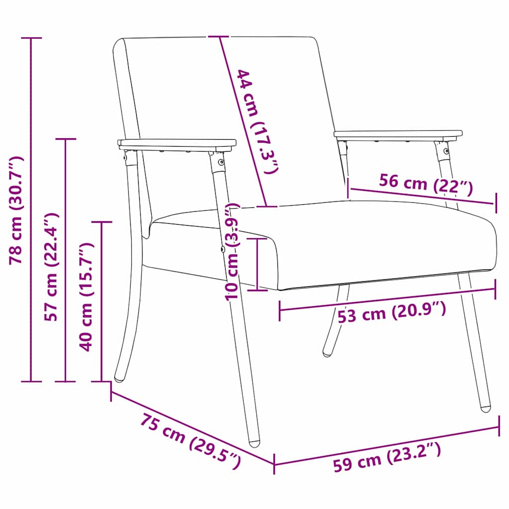 vidaXL Fauteuil Lichtgrijs 59 x 75 x 78 cm Stof