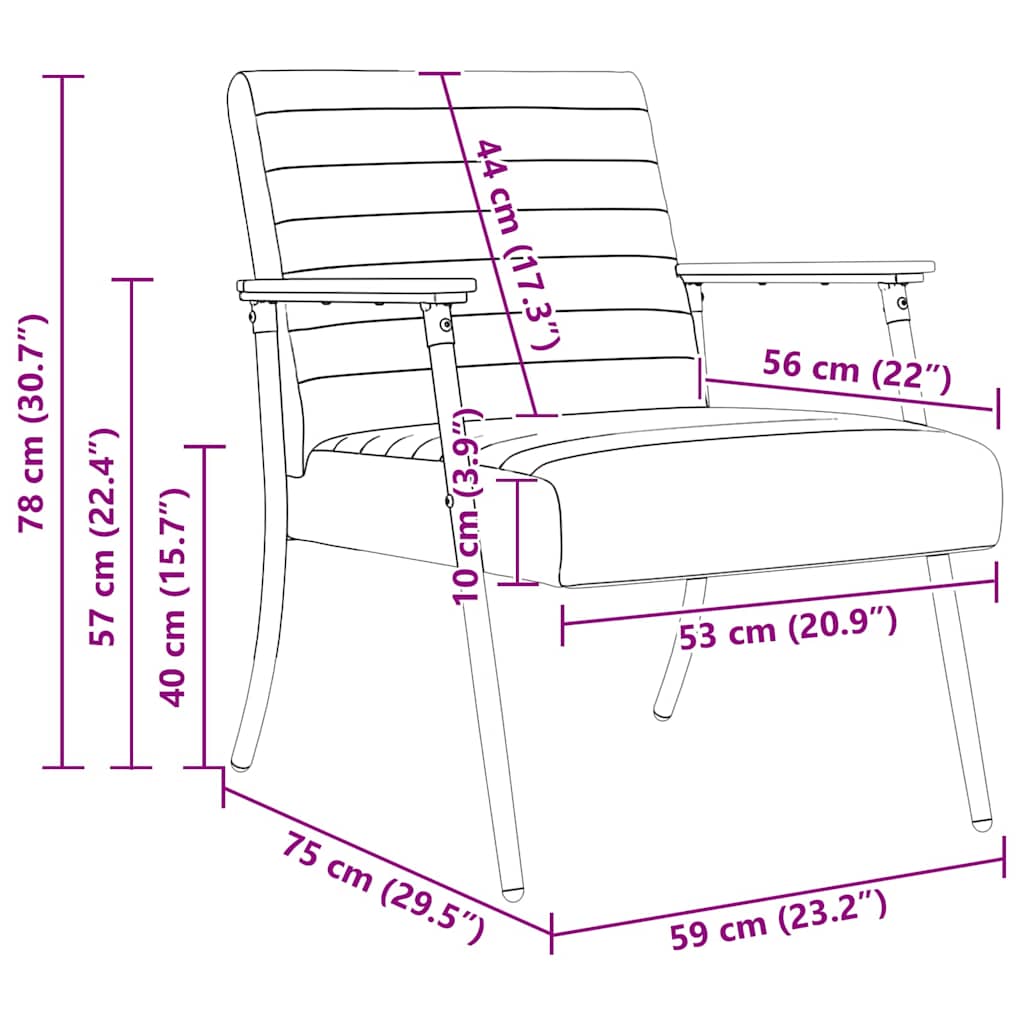 vidaXL Fauteuil Lichtgrijs 59 x 75 x 78 cm Stof