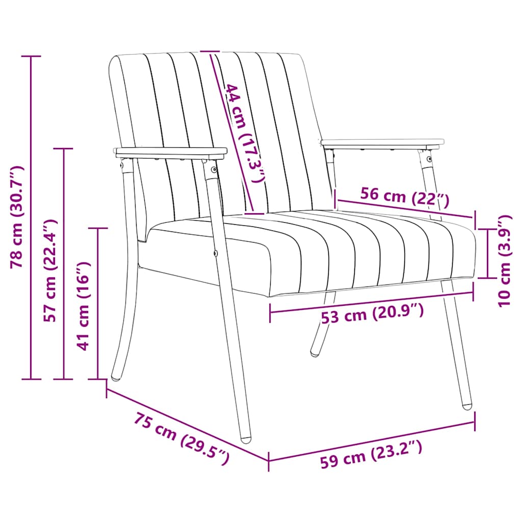 vidaXL Fauteuil Blauw 59 x 75 x 78 cm Fluweel