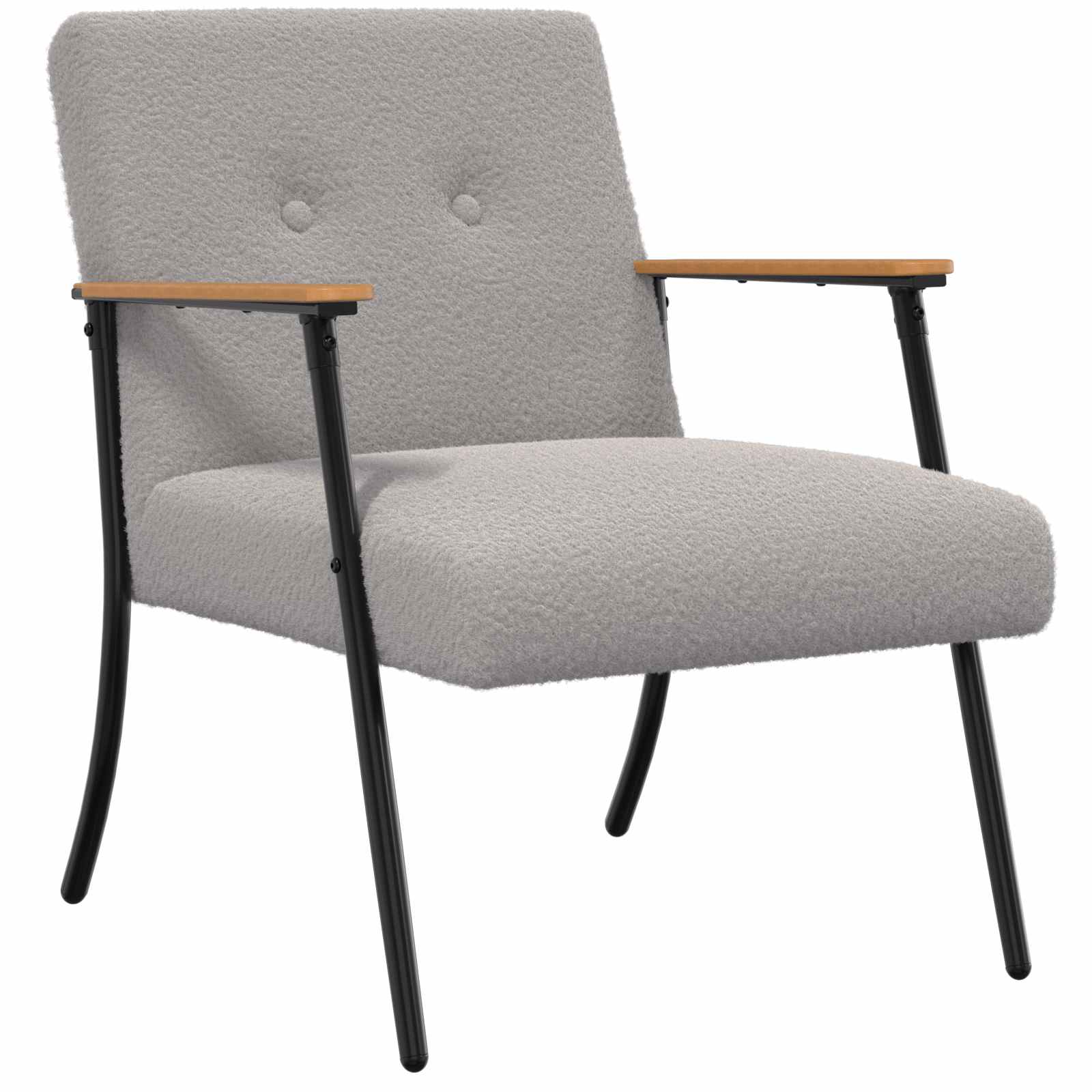 vidaXL Fauteuil Lichtgrijs 59 x 75 x 78 cm Krullend Wol-achtig Stof
