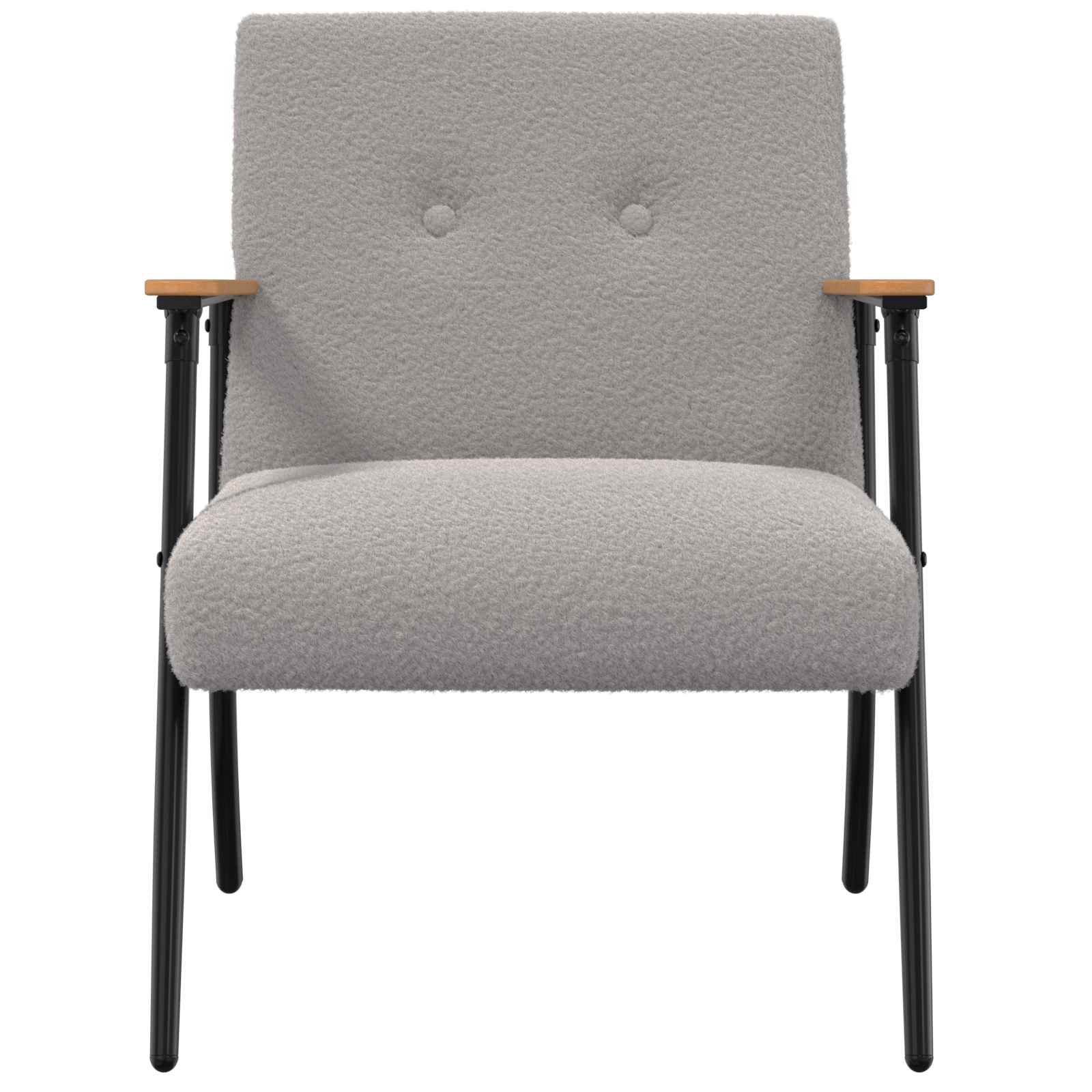 vidaXL Fauteuil Lichtgrijs 59 x 75 x 78 cm Krullend Wol-achtig Stof