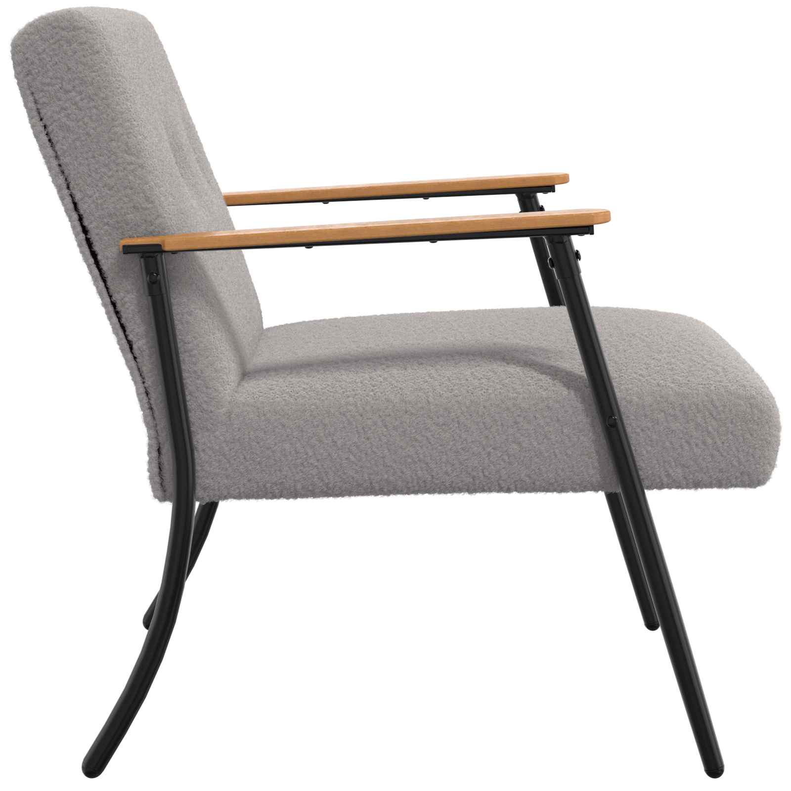 vidaXL Fauteuil Lichtgrijs 59 x 75 x 78 cm Krullend Wol-achtig Stof