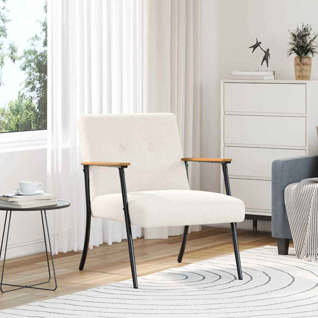 vidaXL Fauteuil Lichtgrijs 59 x 75 x 78 cm Krullend Wol-achtig Stof