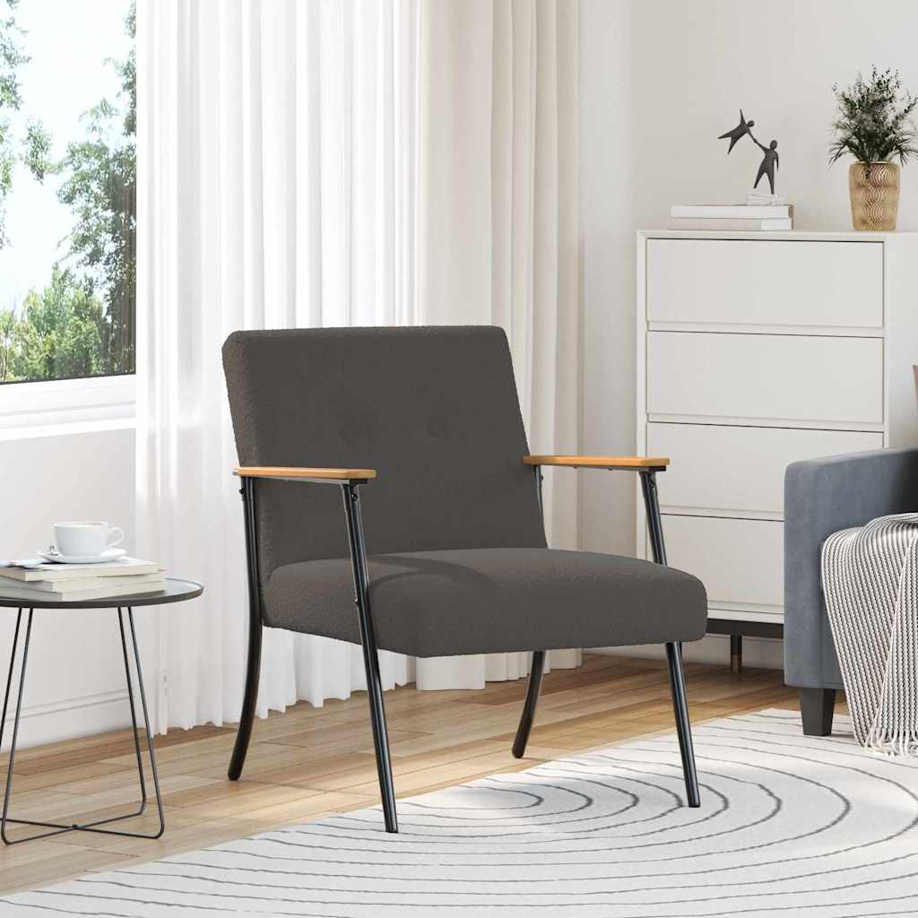 vidaXL Fauteuil Lichtgrijs 59 x 75 x 78 cm Krullend Wol-achtig Stof