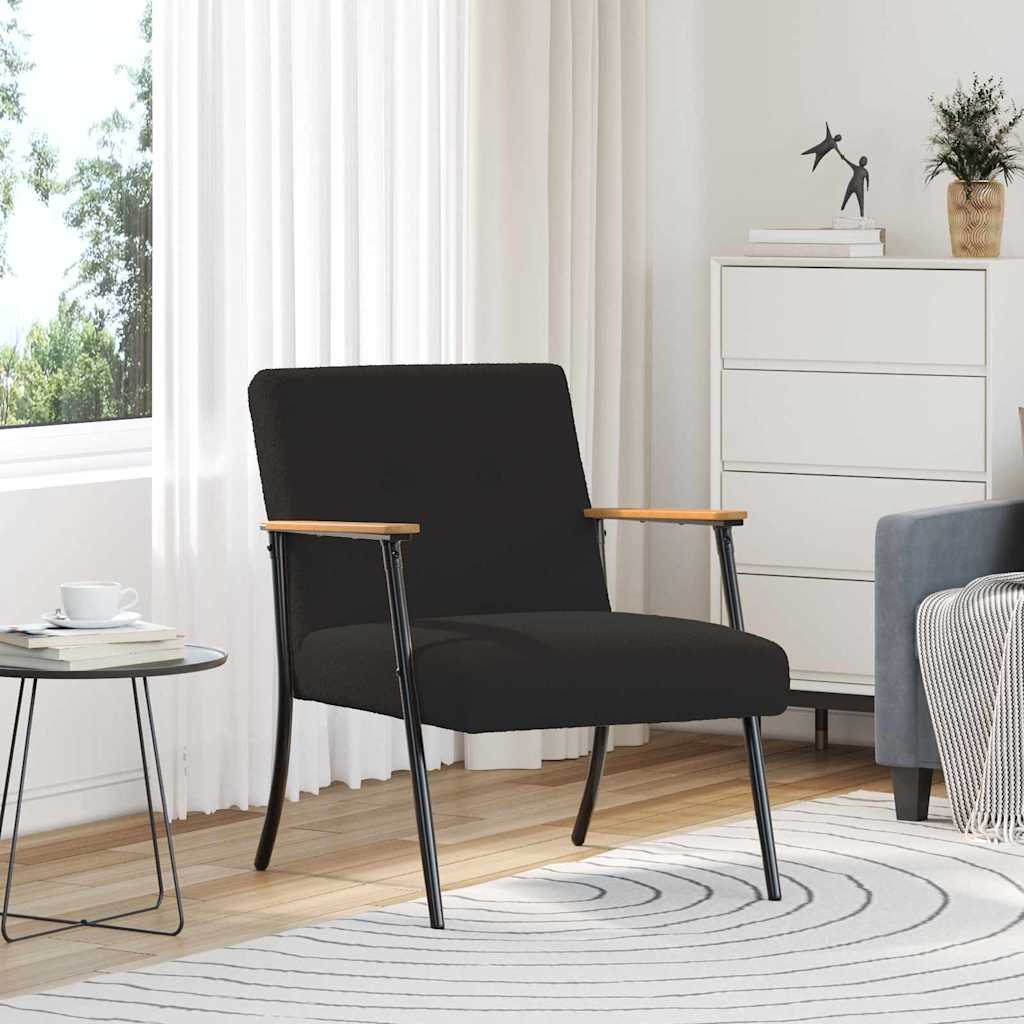 vidaXL Fauteuil Lichtgrijs 59 x 75 x 78 cm Krullend Wol-achtig Stof