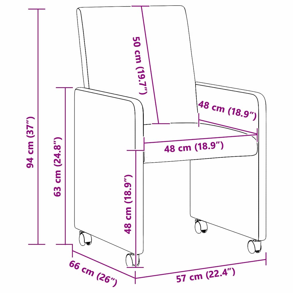 vidaXL Eetstoelen 2 pcs Donkergrijs 57 x 66 x 94 cm Katoenen stof
