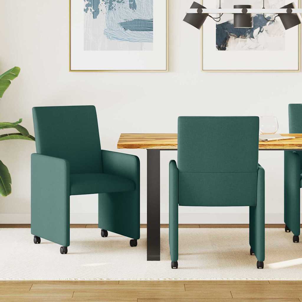 vidaXL Eetkamerstoel met kussen 2 pcs Donkergrijs 57 x 66 x 94 cm Stof
