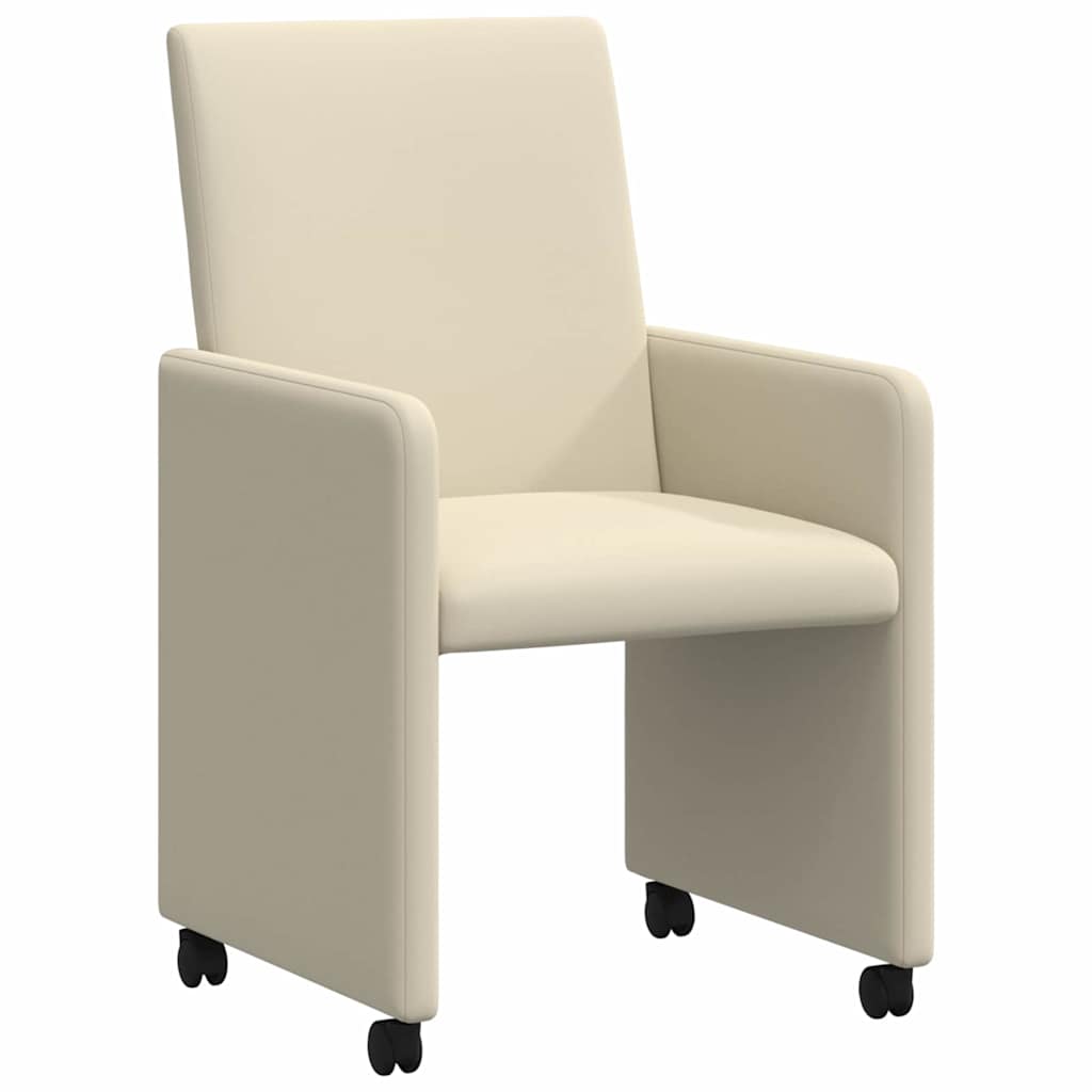 vidaXL Eetstoelen met wielen 2 pcs Crème 57 x 66 x 94 cm Kunstleer