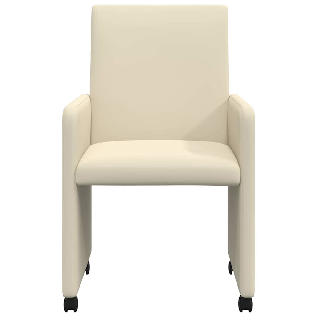 vidaXL Eetstoelen met wielen 2 pcs Crème 57 x 66 x 94 cm Kunstleer
