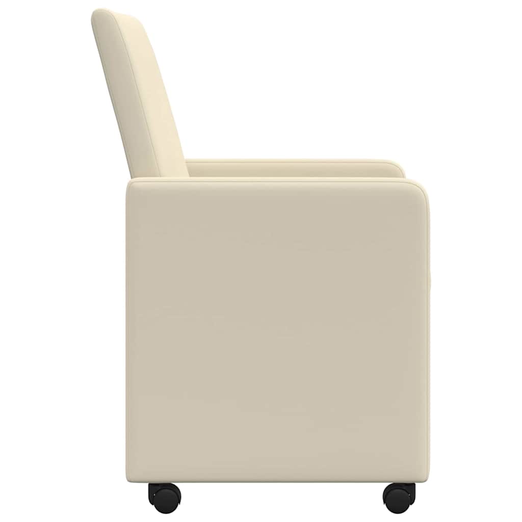 vidaXL Eetstoelen met wielen 2 pcs Crème 57 x 66 x 94 cm Kunstleer