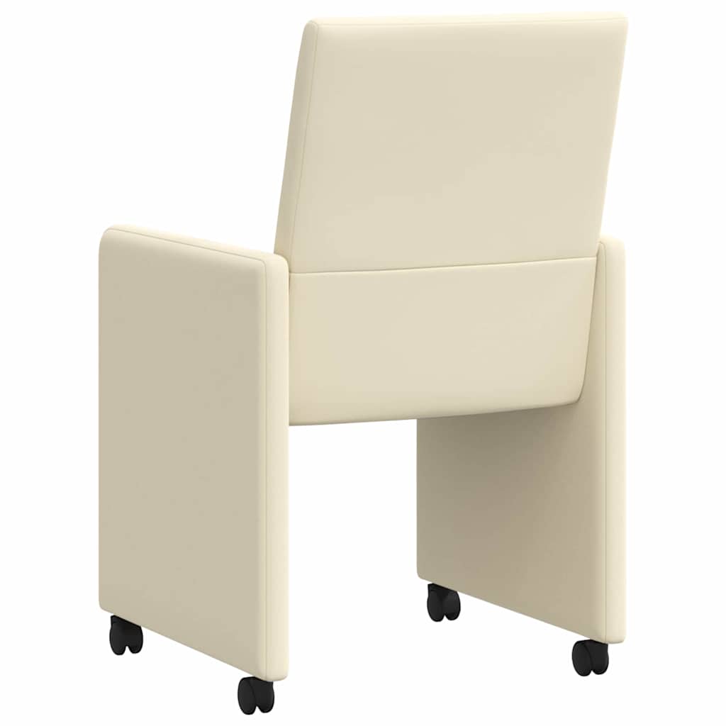 vidaXL Eetstoelen met wielen 2 pcs Crème 57 x 66 x 94 cm Kunstleer