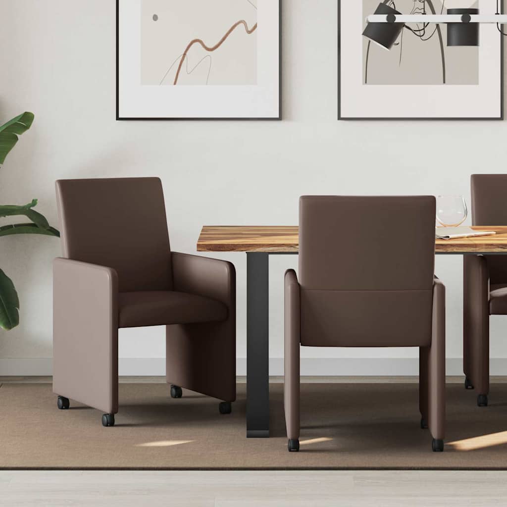 vidaXL Eetstoelen met wielen 2 pcs Crème 57 x 66 x 94 cm Kunstleer