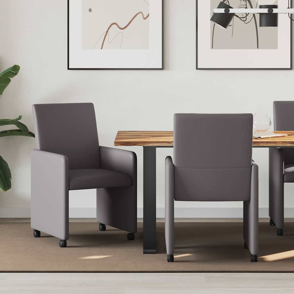 vidaXL Eetstoelen met wielen 2 pcs Crème 57 x 66 x 94 cm Kunstleer