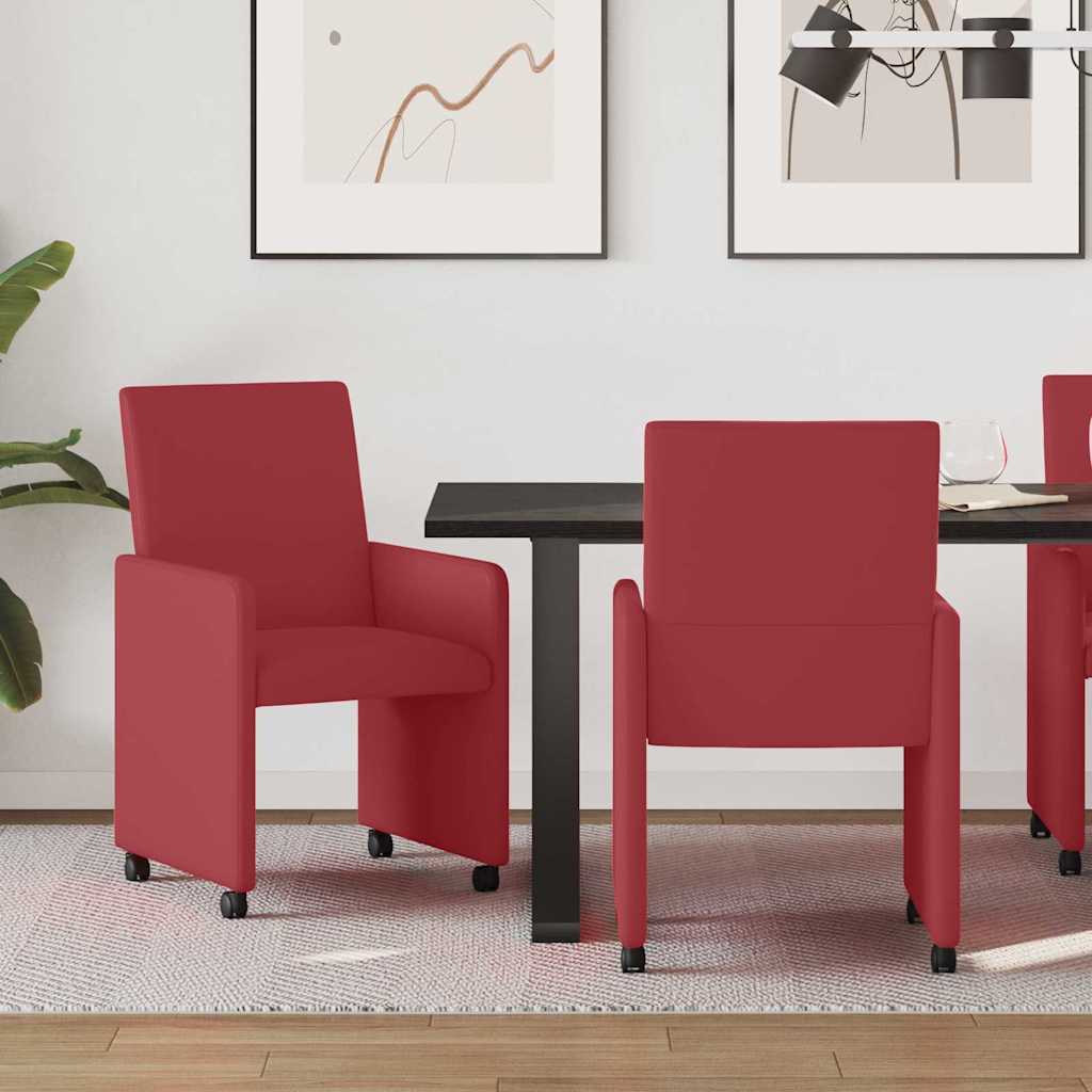 vidaXL Eetstoelen met wielen 2 pcs Crème 57 x 66 x 94 cm Kunstleer