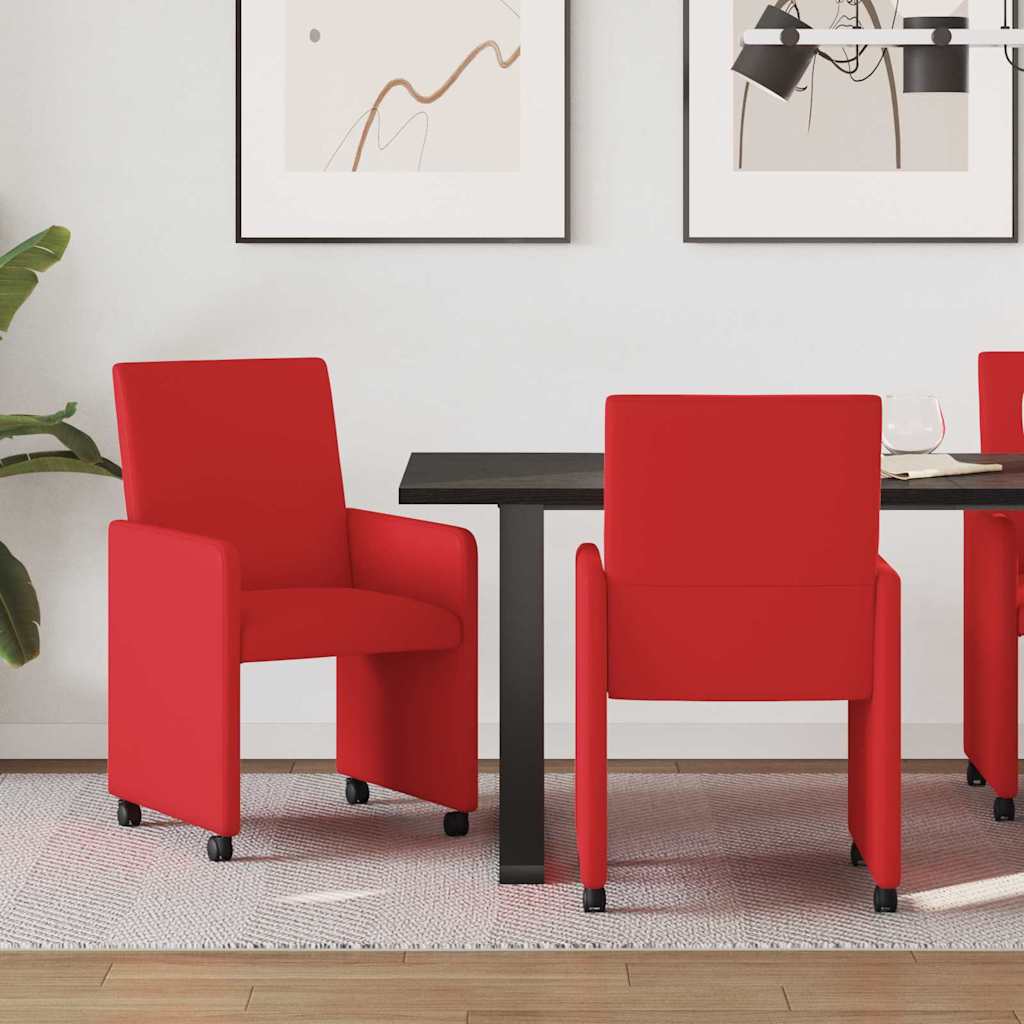 vidaXL Eetstoelen met wielen 2 pcs Crème 57 x 66 x 94 cm Kunstleer