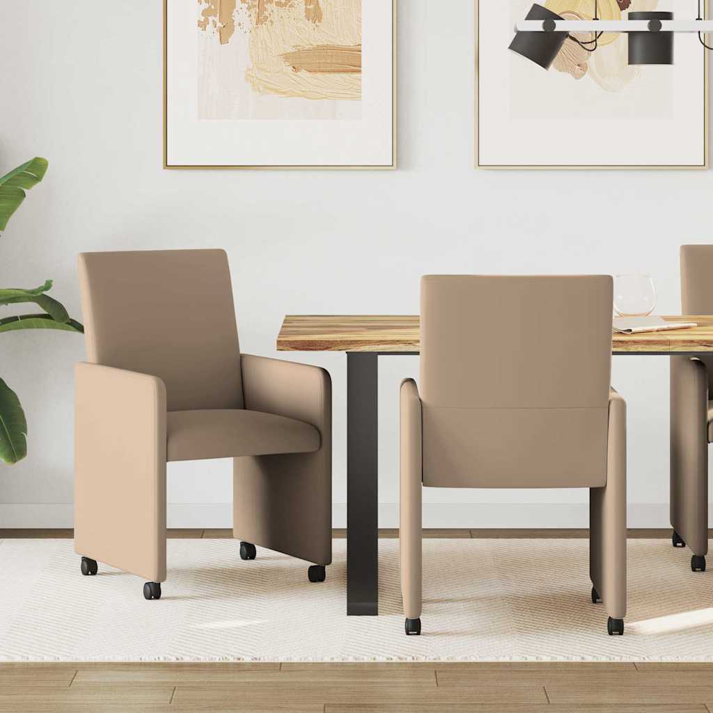 vidaXL Eetstoelen met wielen 2 pcs Crème 57 x 66 x 94 cm Kunstleer