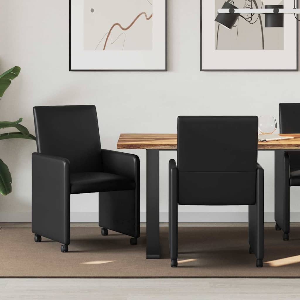 vidaXL Eetstoelen met wielen 2 pcs Crème 57 x 66 x 94 cm Kunstleer