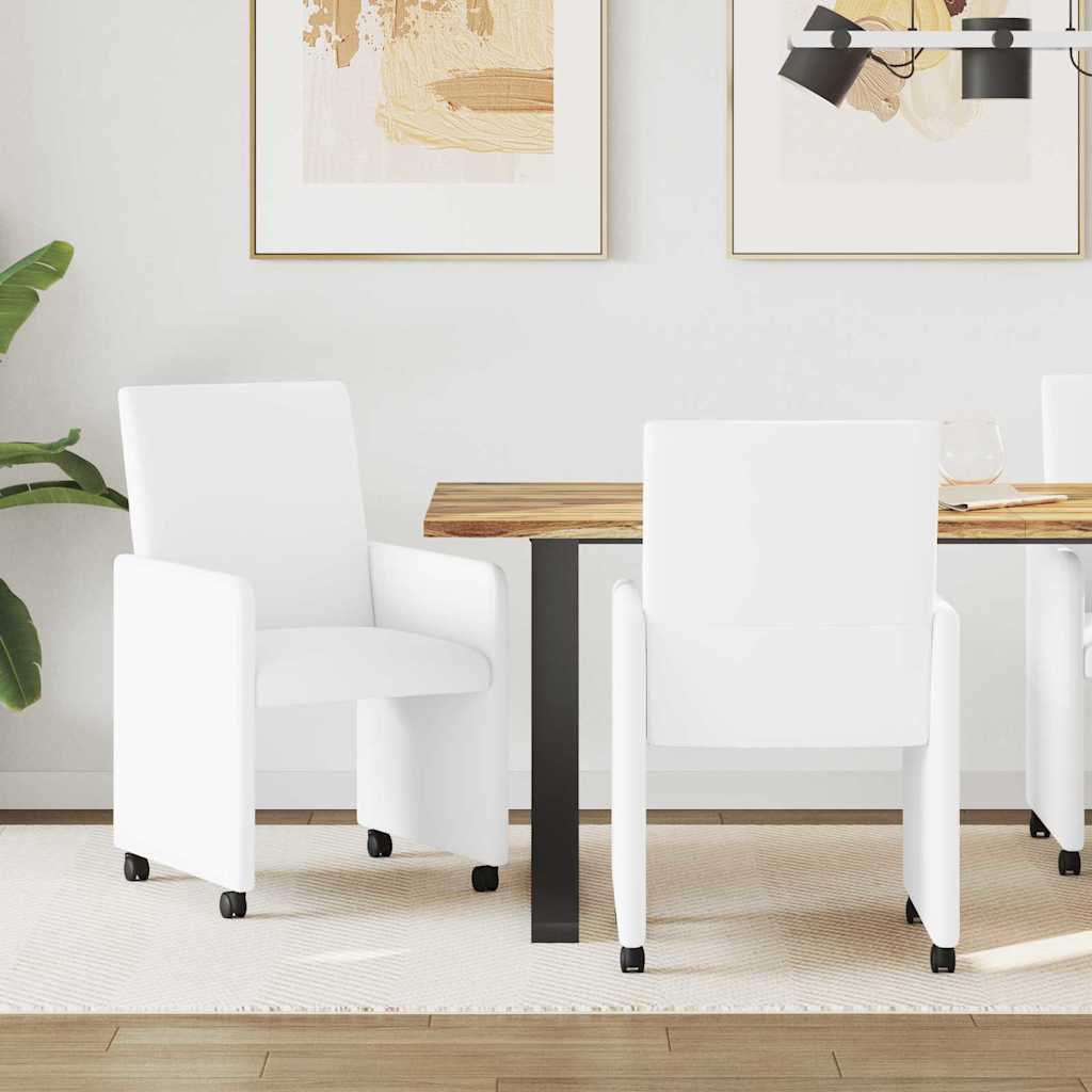 vidaXL Eetstoelen met wielen 2 pcs Crème 57 x 66 x 94 cm Kunstleer