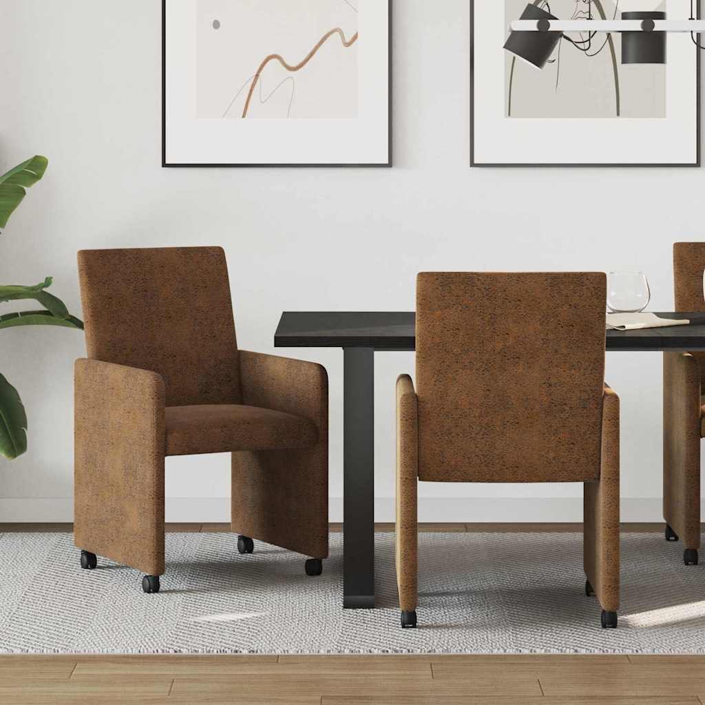 vidaXL Eetstoelen 2 pcs Bruin 57 x 66 x 94 cm Faux suede leer