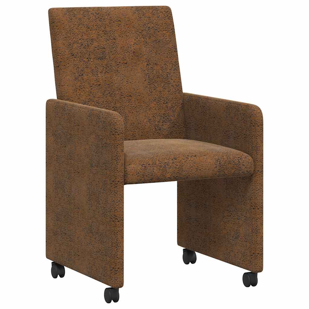 vidaXL Eetstoelen 2 pcs Bruin 57 x 66 x 94 cm Faux suede leer