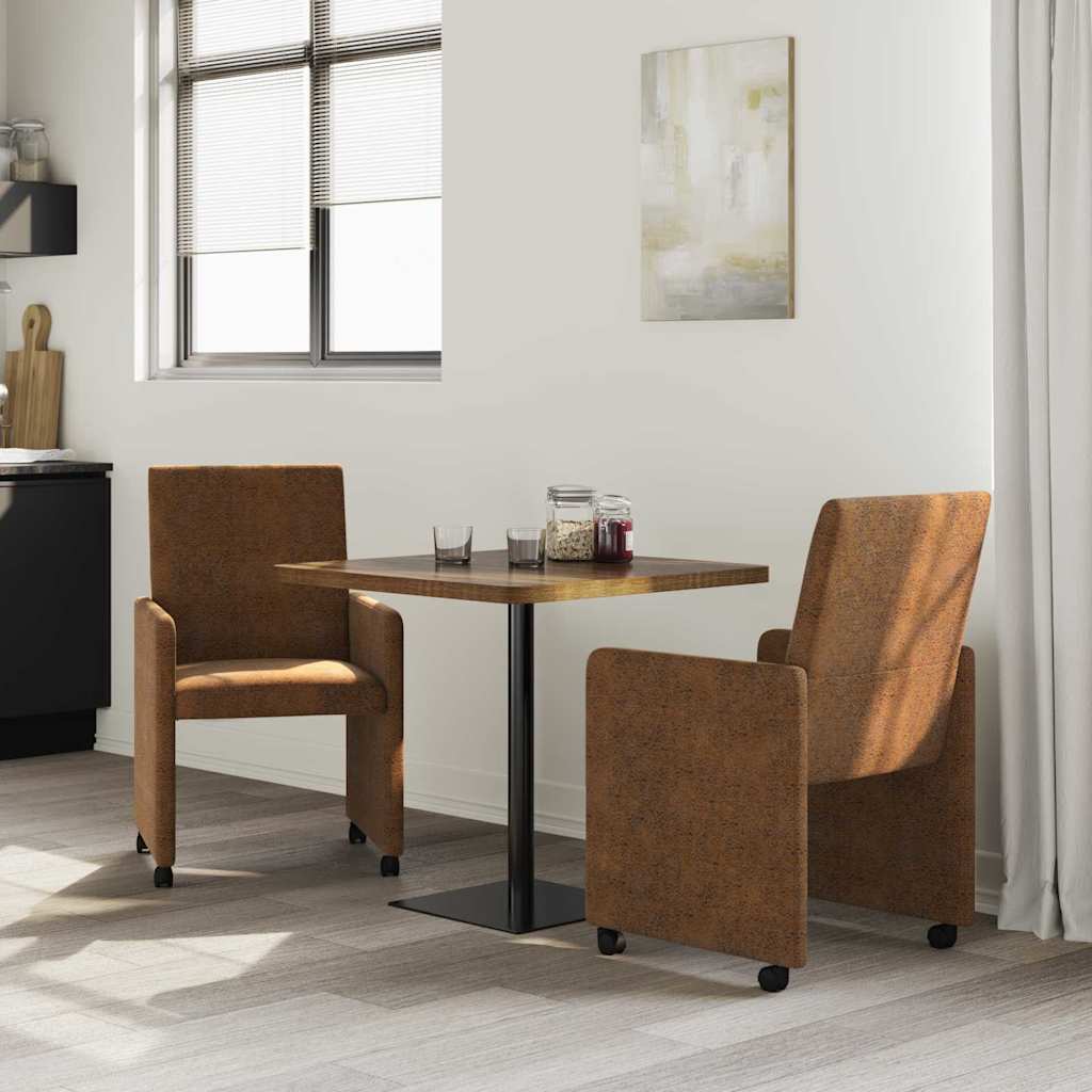 vidaXL Eetstoelen 2 pcs Bruin 57 x 66 x 94 cm Faux suede leer