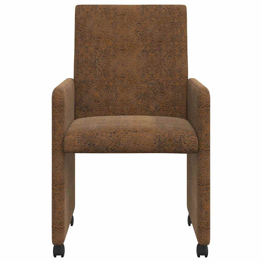 vidaXL Eetstoelen 2 pcs Bruin 57 x 66 x 94 cm Faux suede leer