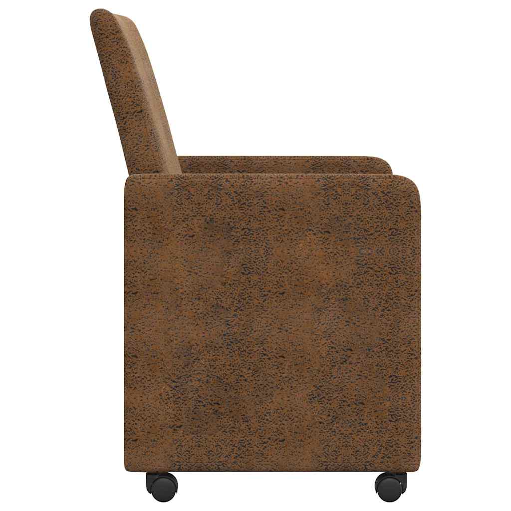 vidaXL Eetstoelen 2 pcs Bruin 57 x 66 x 94 cm Faux suede leer