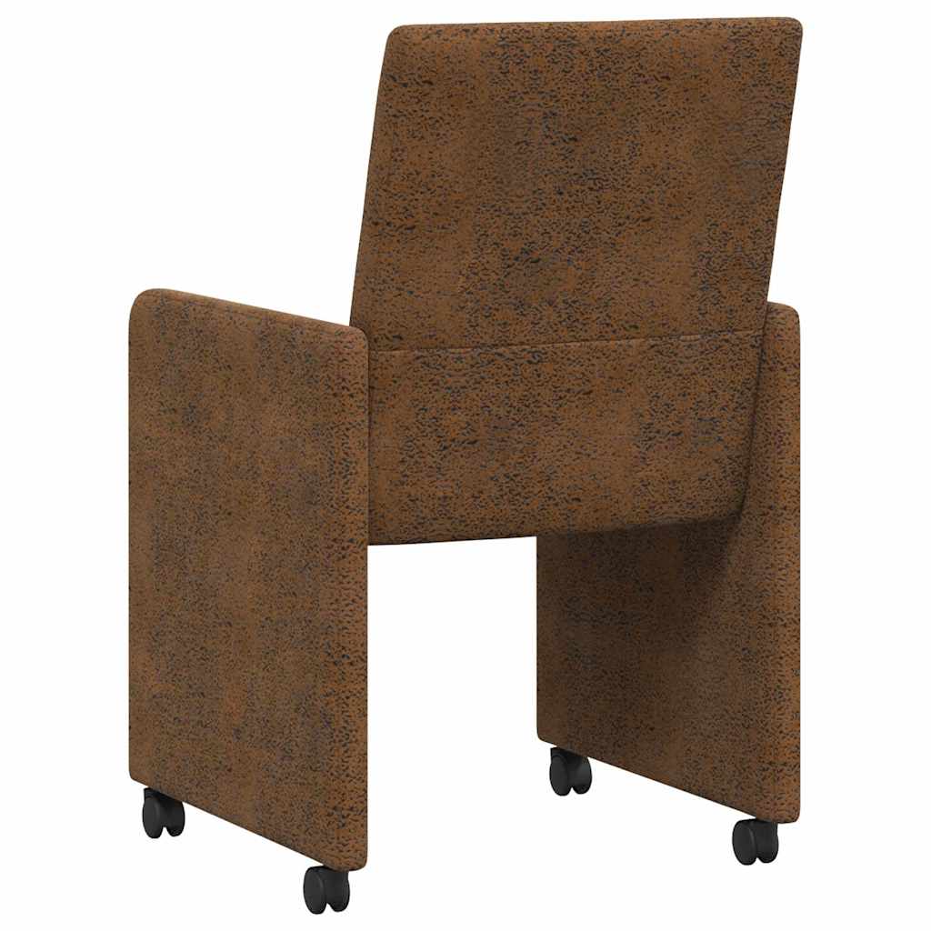 vidaXL Eetstoelen 2 pcs Bruin 57 x 66 x 94 cm Faux suede leer